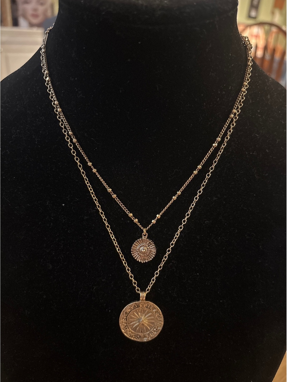 NWT Anthropology Goldtone Double Chain Necklace